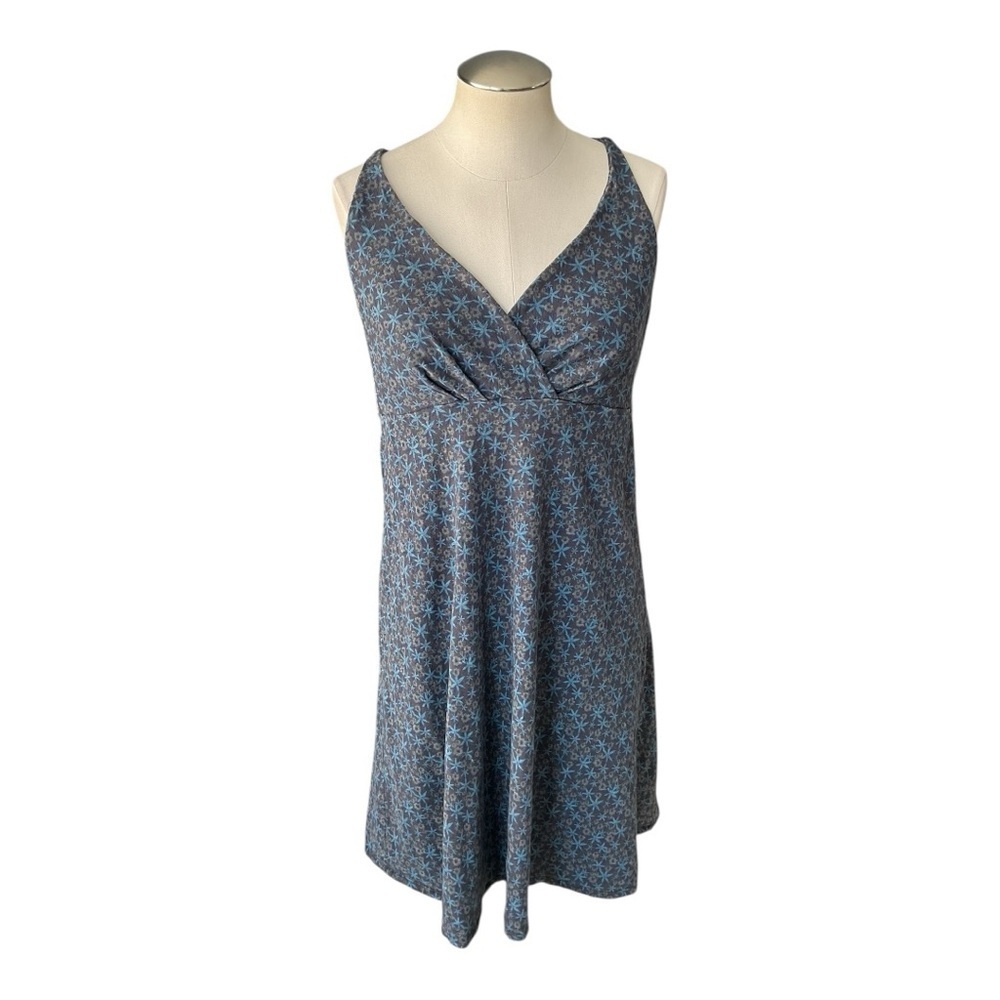 Patagonia Organic Cotton Strappy Dress Blue Floral Print Size Small